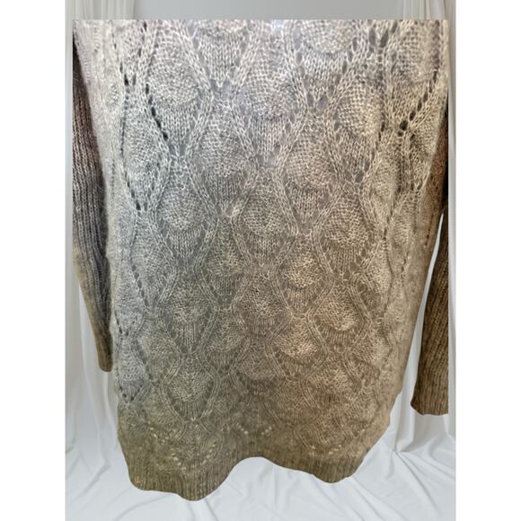 Elsamanda Italy Mohair Blend Cowl Neck Sweater Oversized Knit Taupe Gray - Picture 3 of 10